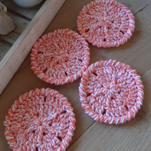 coral sand dollar handmade crochet coasters set of 4